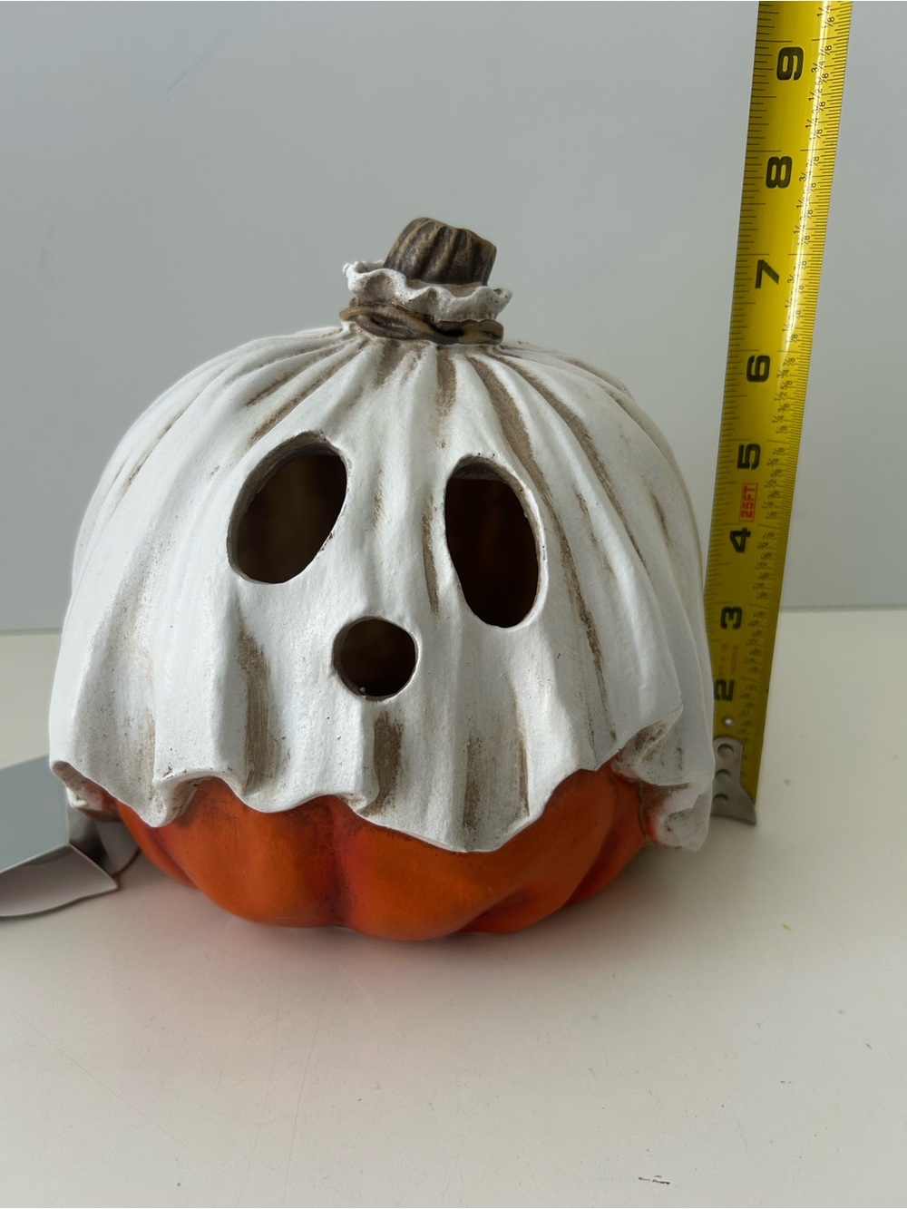 Halloween Pumpkin Jack O’ Lantern Ghost Light Up Decor Toil & Trouble 7.5” NEW - Picture 12 of 16